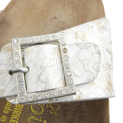 BIRKENSTOCK ビルケンシュトック 花柄 アリゾナサンダル ナローフィット シューズ レディース シルバー 22.5cm シューズ 22.5