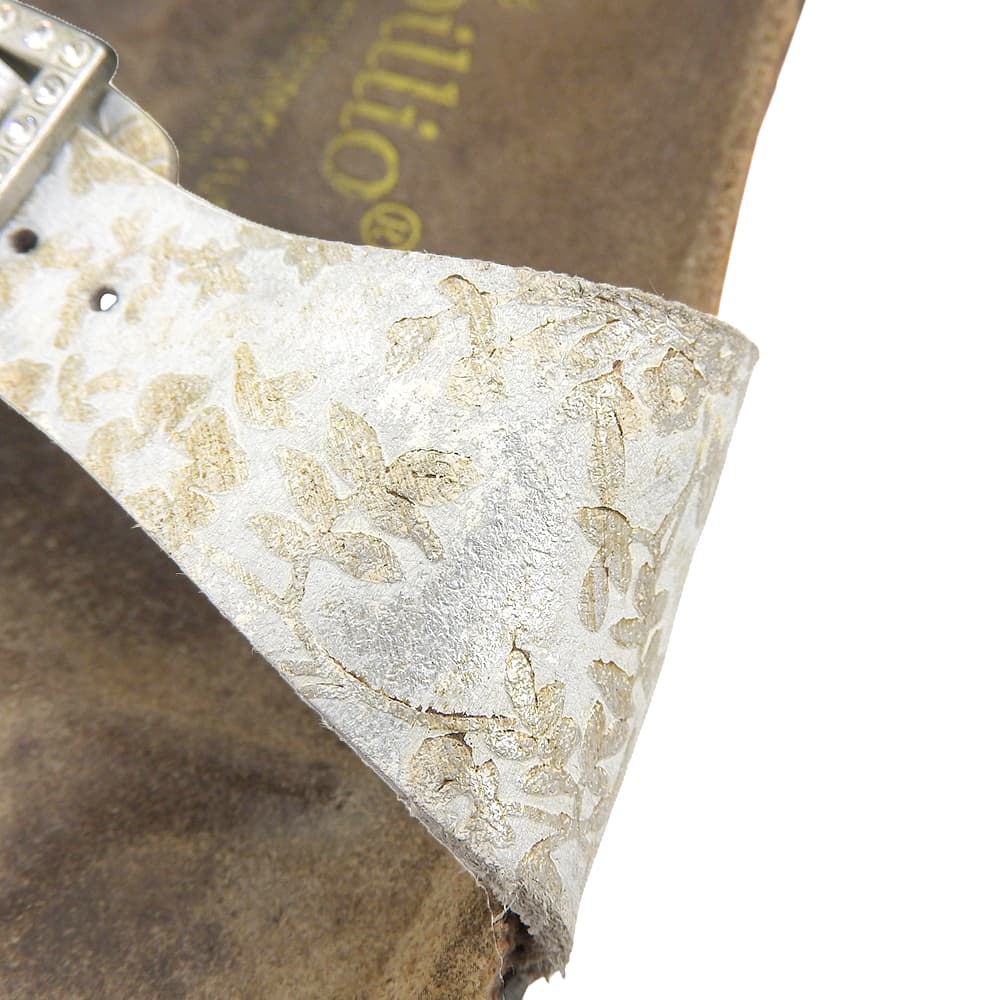 BIRKENSTOCK ビルケンシュトック 花柄 アリゾナサンダル ナローフィット シューズ レディース シルバー 22.5cm シューズ 22.5