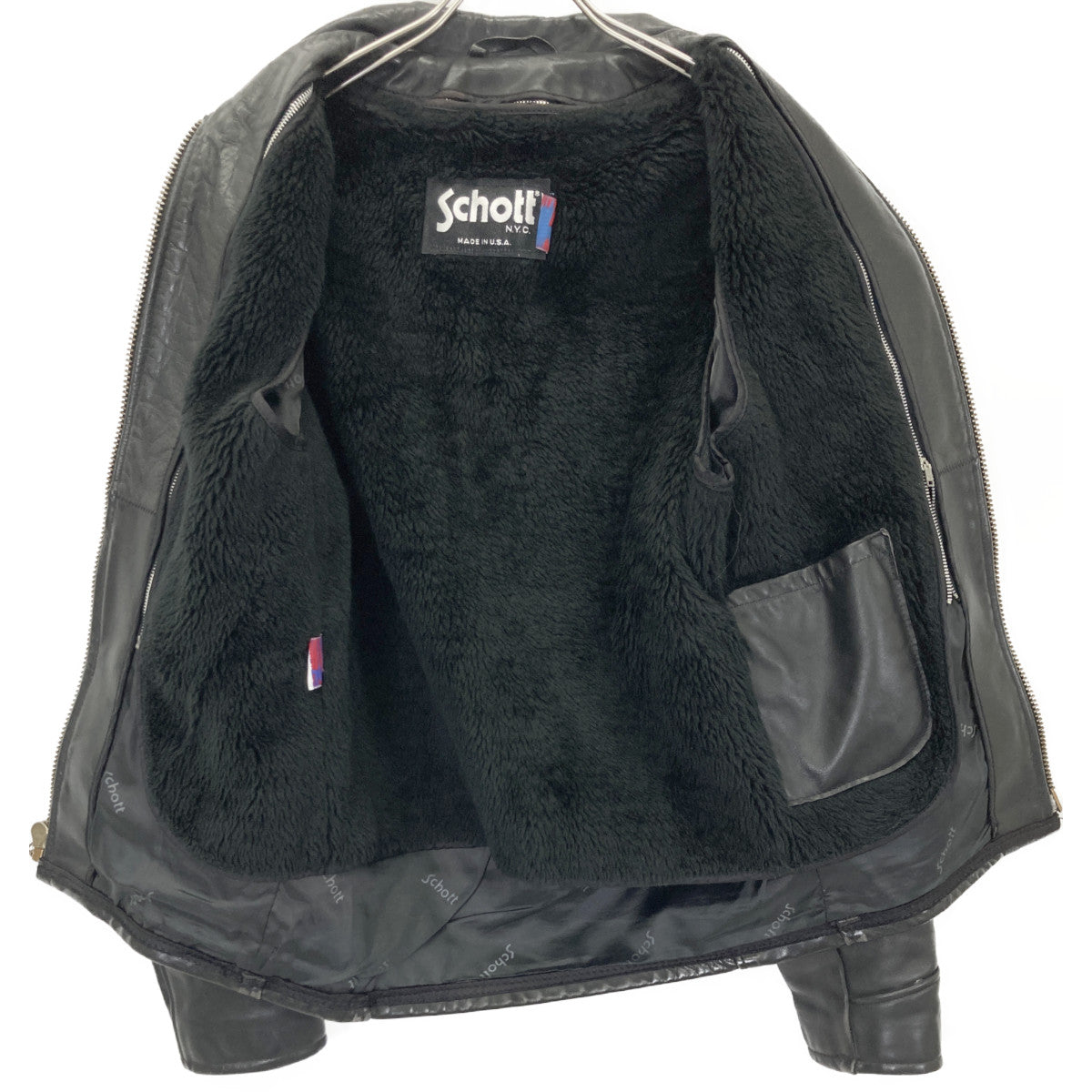 SCHOTT ショット AT101 USA製 襟付き ライダース　ライナー付き ジャケット 34