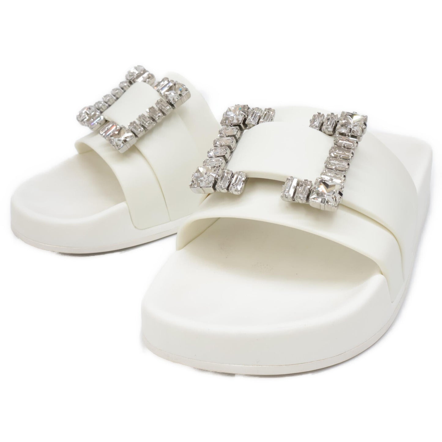 Sergio Rossi セルジオロッシ SR JELLY 010 ジュエルバックル クリスタル スライドサンダル シューズ 37