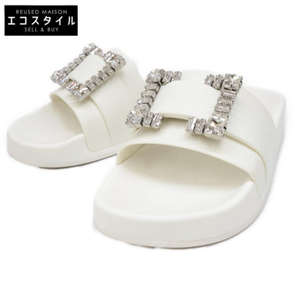 Sergio Rossi セルジオロッシ SR JELLY 010 ジュエルバックル クリスタル スライドサンダル シューズ 37