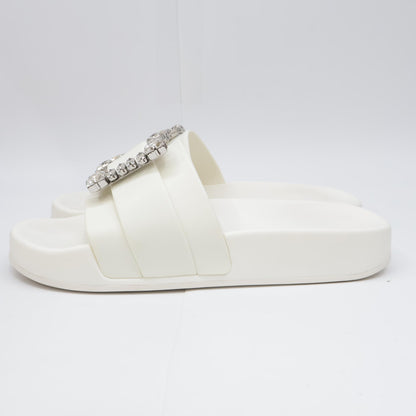 Sergio Rossi セルジオロッシ SR JELLY 010 ジュエルバックル クリスタル スライドサンダル シューズ 37