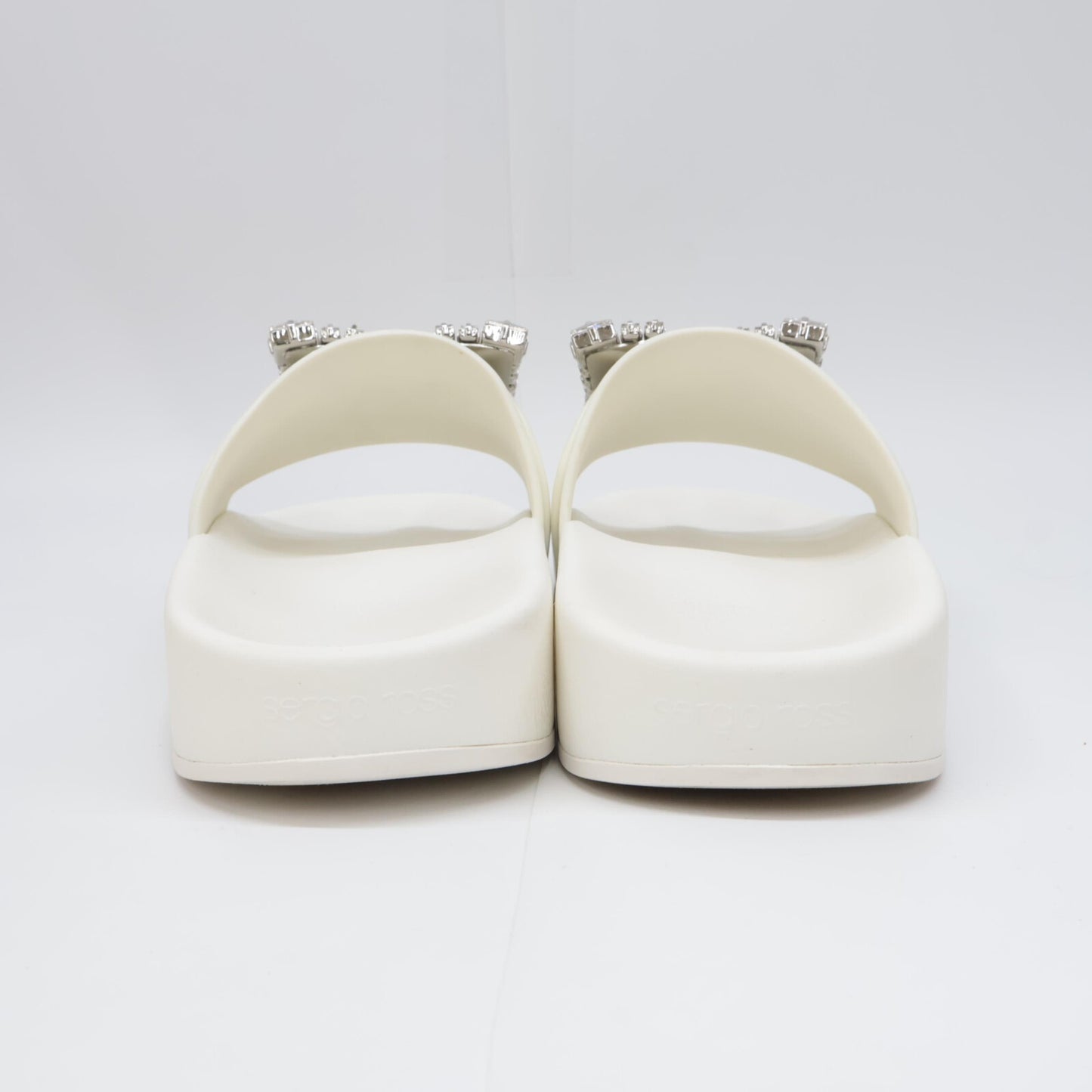 Sergio Rossi セルジオロッシ SR JELLY 010 ジュエルバックル クリスタル スライドサンダル シューズ 37