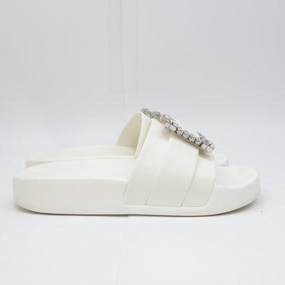 Sergio Rossi セルジオロッシ SR JELLY 010 ジュエルバックル クリスタル スライドサンダル シューズ 37