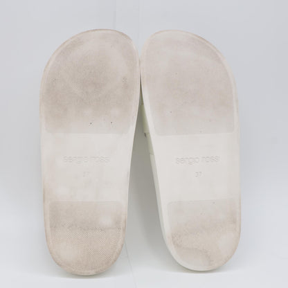 Sergio Rossi セルジオロッシ SR JELLY 010 ジュエルバックル クリスタル スライドサンダル シューズ 37