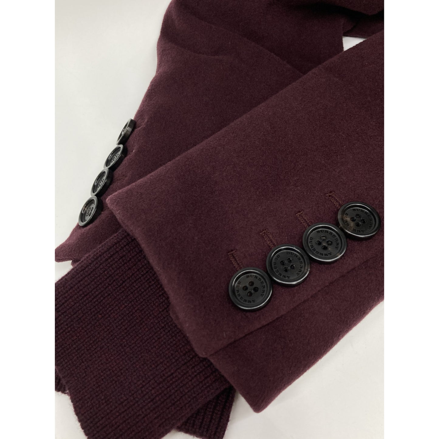 BURBERRY LONDON バーバリーロンドン ﾊﾟｰﾌﾟﾙ ｶｼﾐﾔ ﾆｯﾄｽﾇｰﾄﾞ付き ﾀﾞﾌﾞﾙﾁｪｽﾀｰｺｰﾄ コート UK4