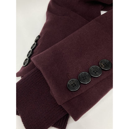 BURBERRY LONDON バーバリーロンドン ﾊﾟｰﾌﾟﾙ ｶｼﾐﾔ ﾆｯﾄｽﾇｰﾄﾞ付き ﾀﾞﾌﾞﾙﾁｪｽﾀｰｺｰﾄ コート UK4