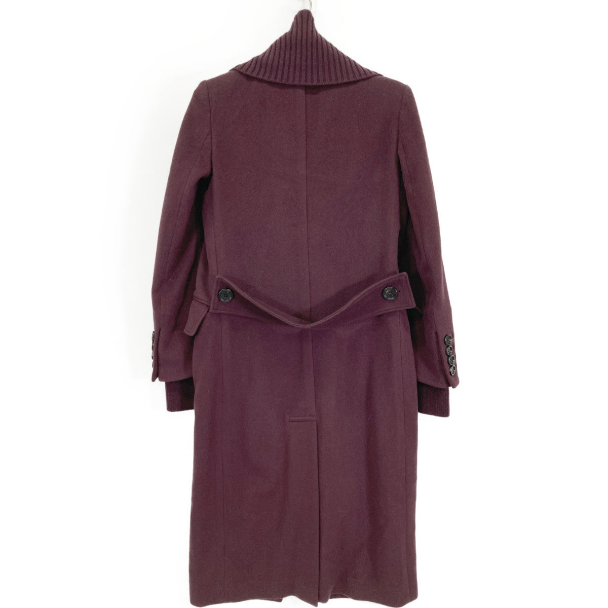 BURBERRY LONDON バーバリーロンドン ﾊﾟｰﾌﾟﾙ ｶｼﾐﾔ ﾆｯﾄｽﾇｰﾄﾞ付き ﾀﾞﾌﾞﾙﾁｪｽﾀｰｺｰﾄ コート UK4