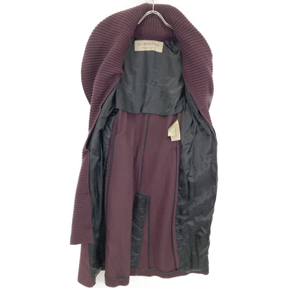 BURBERRY LONDON バーバリーロンドン ﾊﾟｰﾌﾟﾙ ｶｼﾐﾔ ﾆｯﾄｽﾇｰﾄﾞ付き ﾀﾞﾌﾞﾙﾁｪｽﾀｰｺｰﾄ コート UK4