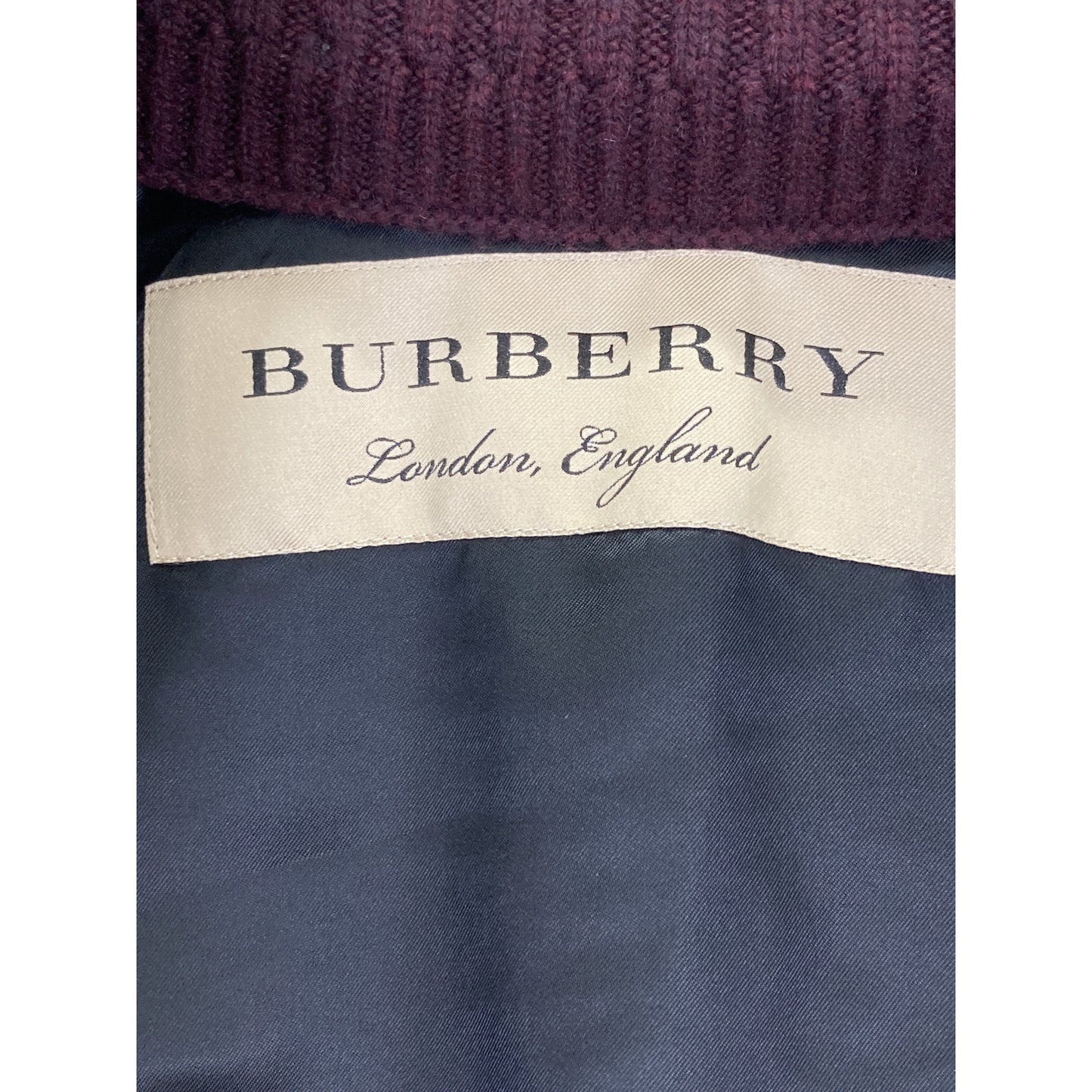 BURBERRY LONDON バーバリーロンドン ﾊﾟｰﾌﾟﾙ ｶｼﾐﾔ ﾆｯﾄｽﾇｰﾄﾞ付き ﾀﾞﾌﾞﾙﾁｪｽﾀｰｺｰﾄ コート UK4
