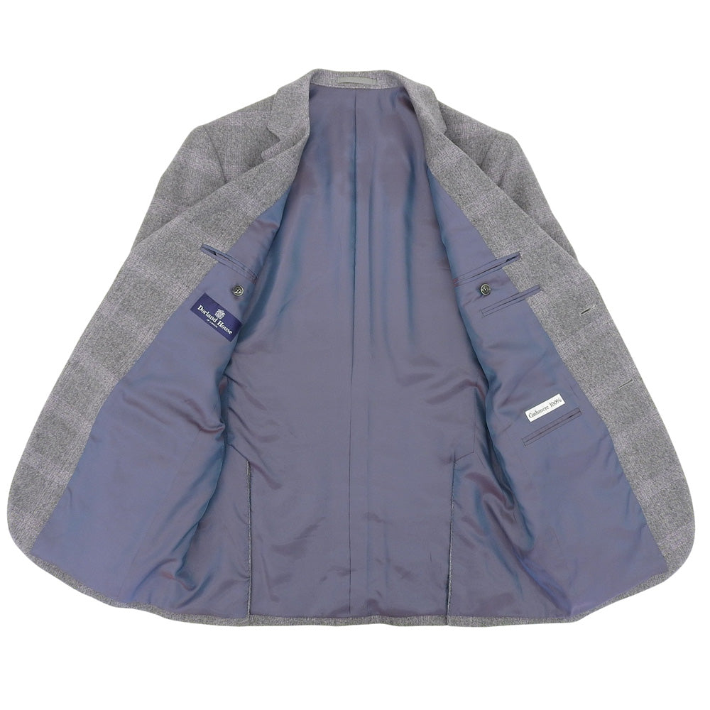 Dorland House ドーランドハウス 美品 シャドーチェック カシミヤ100% テーラードジャケット メンズ グレー 94A6 ジャケット 94A6