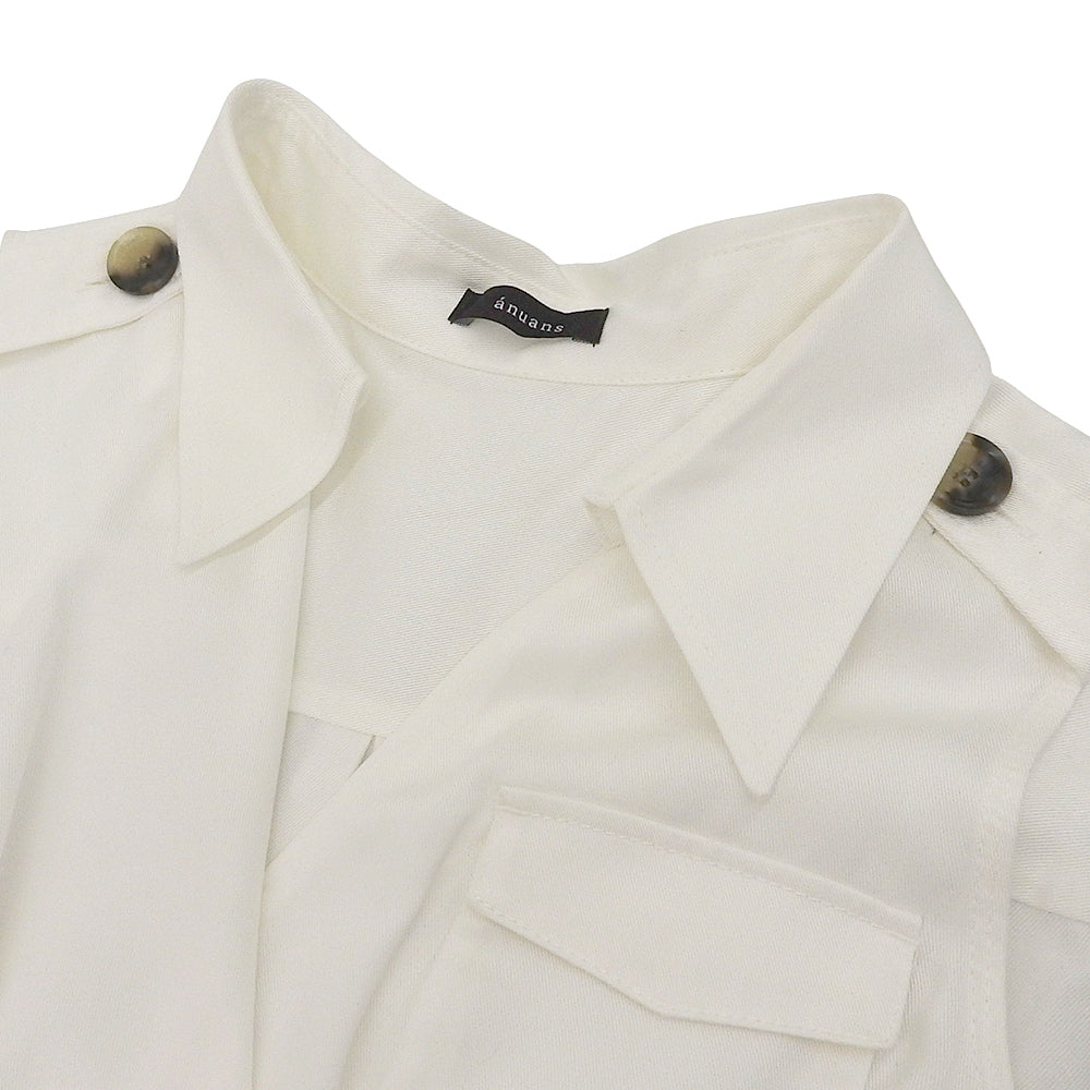 anuans アニュアンス 美品 ノースリーブ トレンチディティール ワンピース レディース ホワイト S ワンピース S