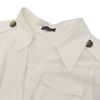 anuans アニュアンス 美品 ノースリーブ トレンチディティール ワンピース レディース ホワイト S ワンピース S