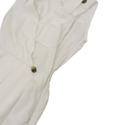 anuans アニュアンス 美品 ノースリーブ トレンチディティール ワンピース レディース ホワイト S ワンピース S