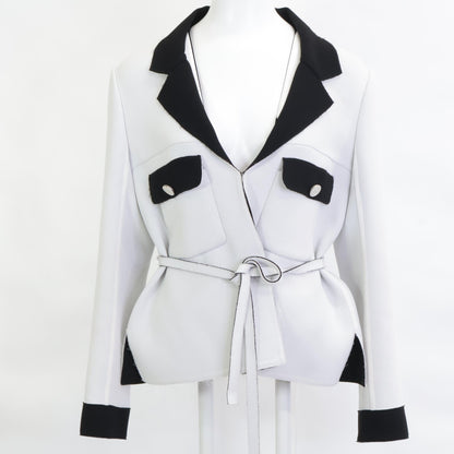 CHANEL シャネル 【国内正規】P49010V35772 ココマークボタン カットオフデザイン ベルト付 ジャケット 40