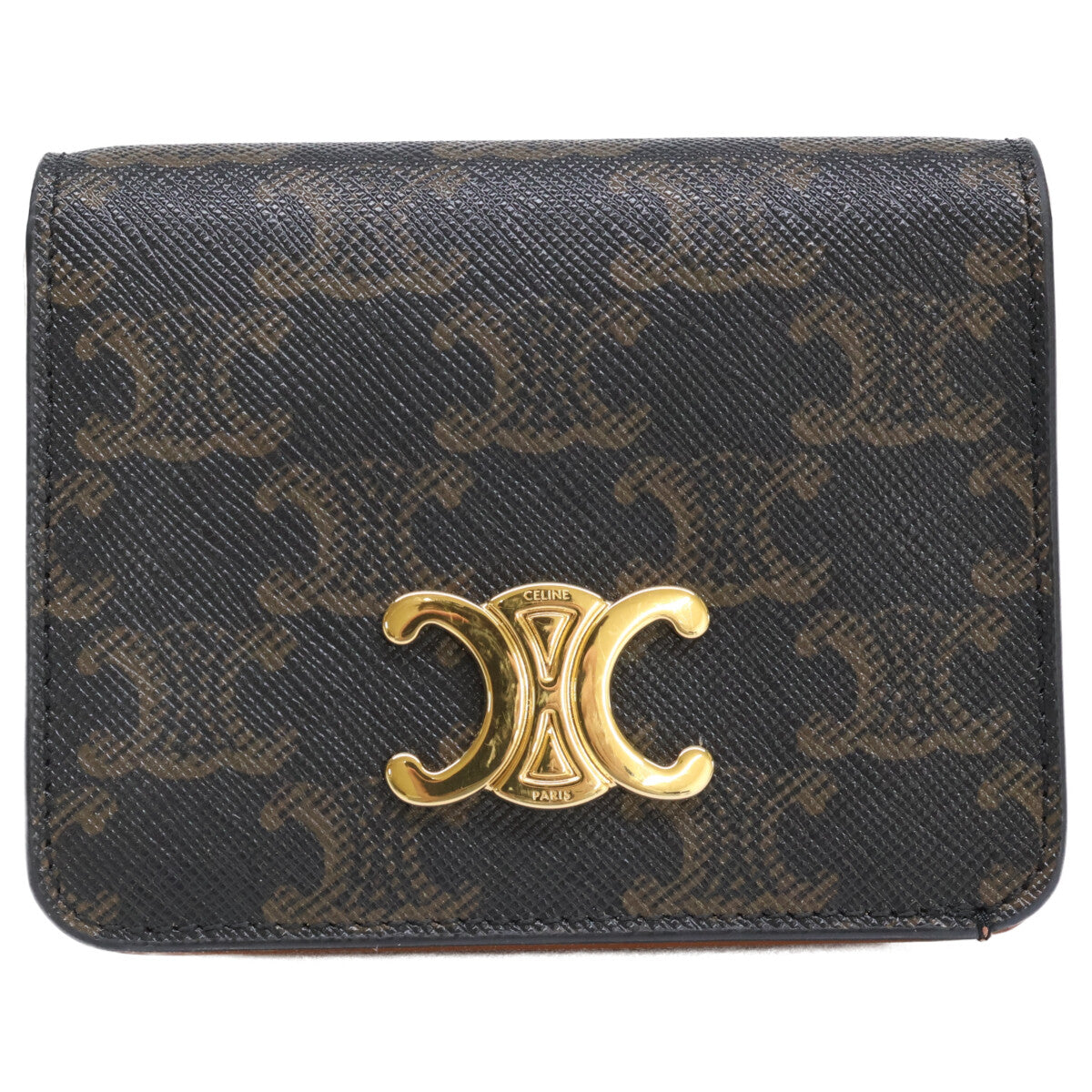 CELINE セリーヌ 【美品】トリオンフ/トリオンフキャンバス コンパクトウォレット/ 二つ折り財布（小銭入れあり）