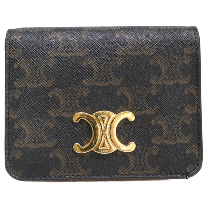 CELINE セリーヌ 【美品】トリオンフ/トリオンフキャンバス コンパクトウォレット/ 二つ折り財布（小銭入れあり）