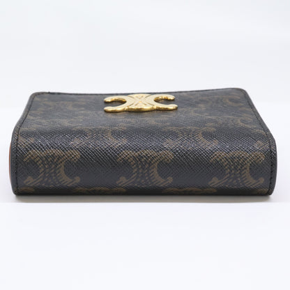 CELINE セリーヌ 【美品】トリオンフ/トリオンフキャンバス コンパクトウォレット/ 二つ折り財布（小銭入れあり）