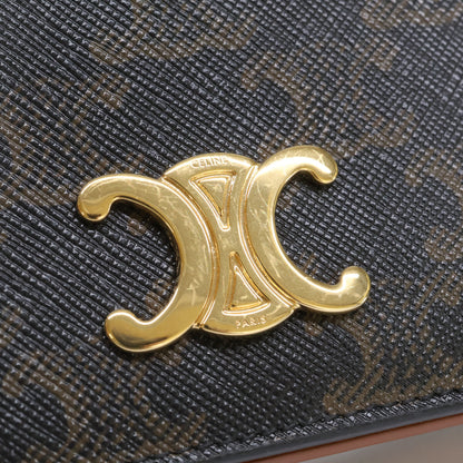 CELINE セリーヌ 【美品】トリオンフ/トリオンフキャンバス コンパクトウォレット/ 二つ折り財布（小銭入れあり）