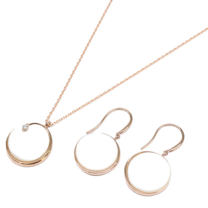 STAR JEWELRY スタージュエリー K18 0.03ctダイヤモンド マザーオブパール ネックレス＆ピアス 2点セット ネックレス