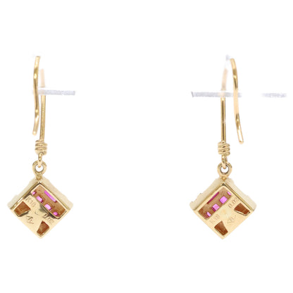 BELLESIORA ベルシオラ K18 スクエアコレクション 0.02ct ルビーダイヤモンド フック ピアス