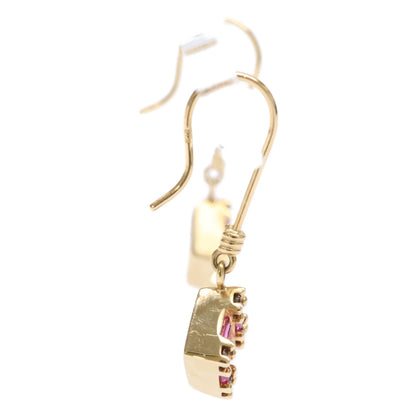 BELLESIORA ベルシオラ K18 スクエアコレクション 0.02ct ルビーダイヤモンド フック ピアス