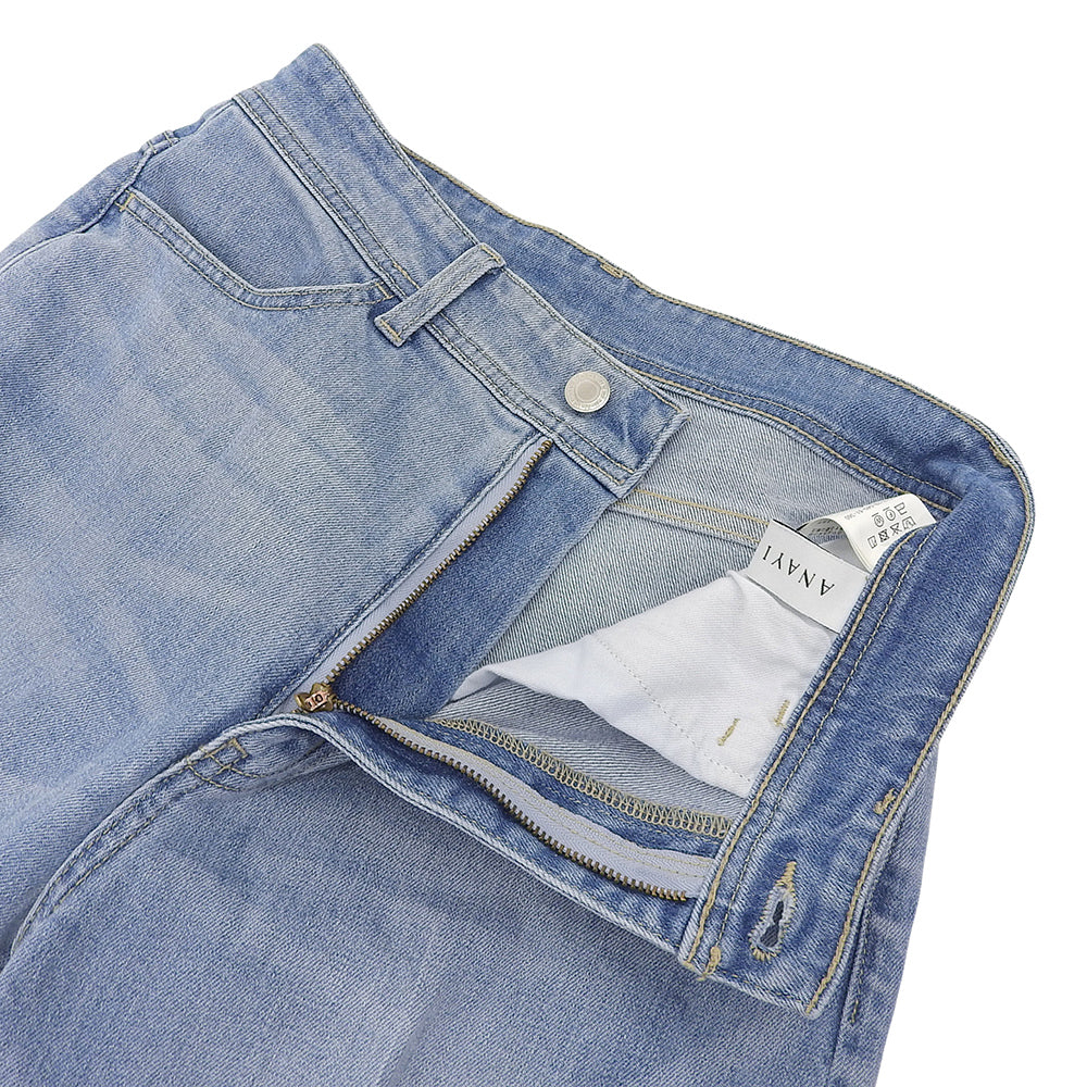 ANAYI アナイ 未使用 ストレッチデニム ストレートパンツ ボトムス レディース ブルー 36 25年 ボトムス 36