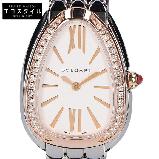 BVLGARI ブルガリ 美品 SP33WSPD セルペンティ セドゥットーリ ダイヤモンドベゼル クオーツ 腕時計