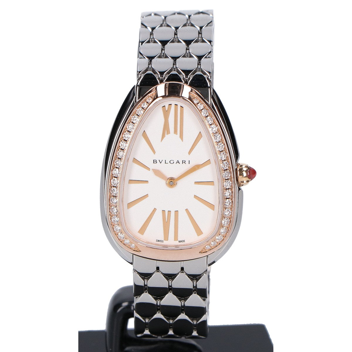 BVLGARI ブルガリ 美品 SP33WSPD セルペンティ セドゥットーリ ダイヤモンドベゼル クオーツ 腕時計