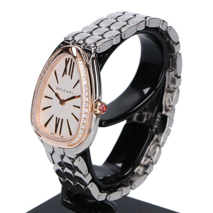 BVLGARI ブルガリ 美品 SP33WSPD セルペンティ セドゥットーリ ダイヤモンドベゼル クオーツ 腕時計