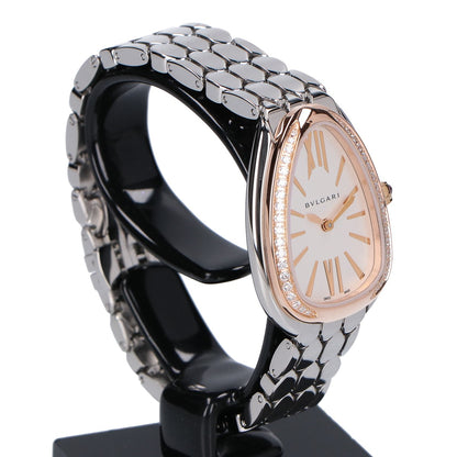 BVLGARI ブルガリ 美品 SP33WSPD セルペンティ セドゥットーリ ダイヤモンドベゼル クオーツ 腕時計