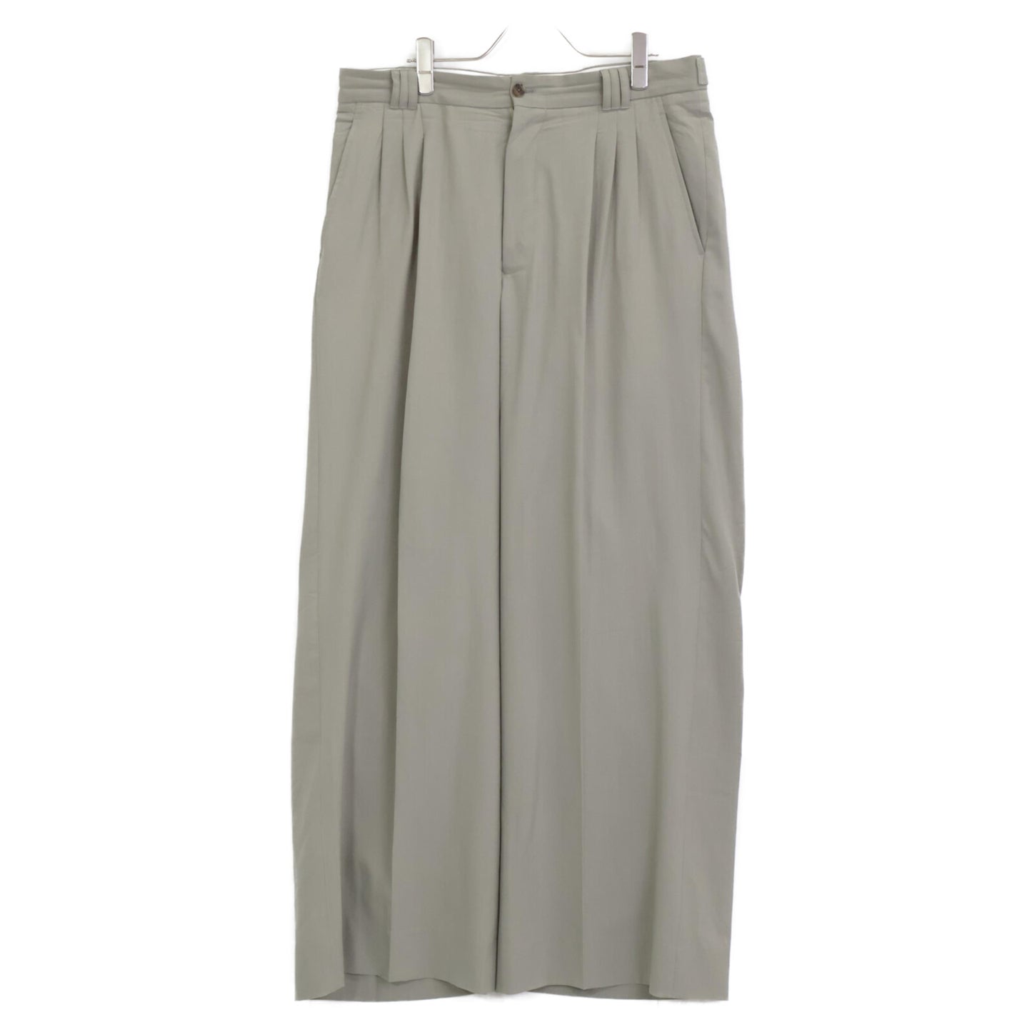 YORK ヨーク ｶｰｷ系 WOOL TROPICAL 3PLEATED WIDE-LEG TROUSERS ボトムス 4