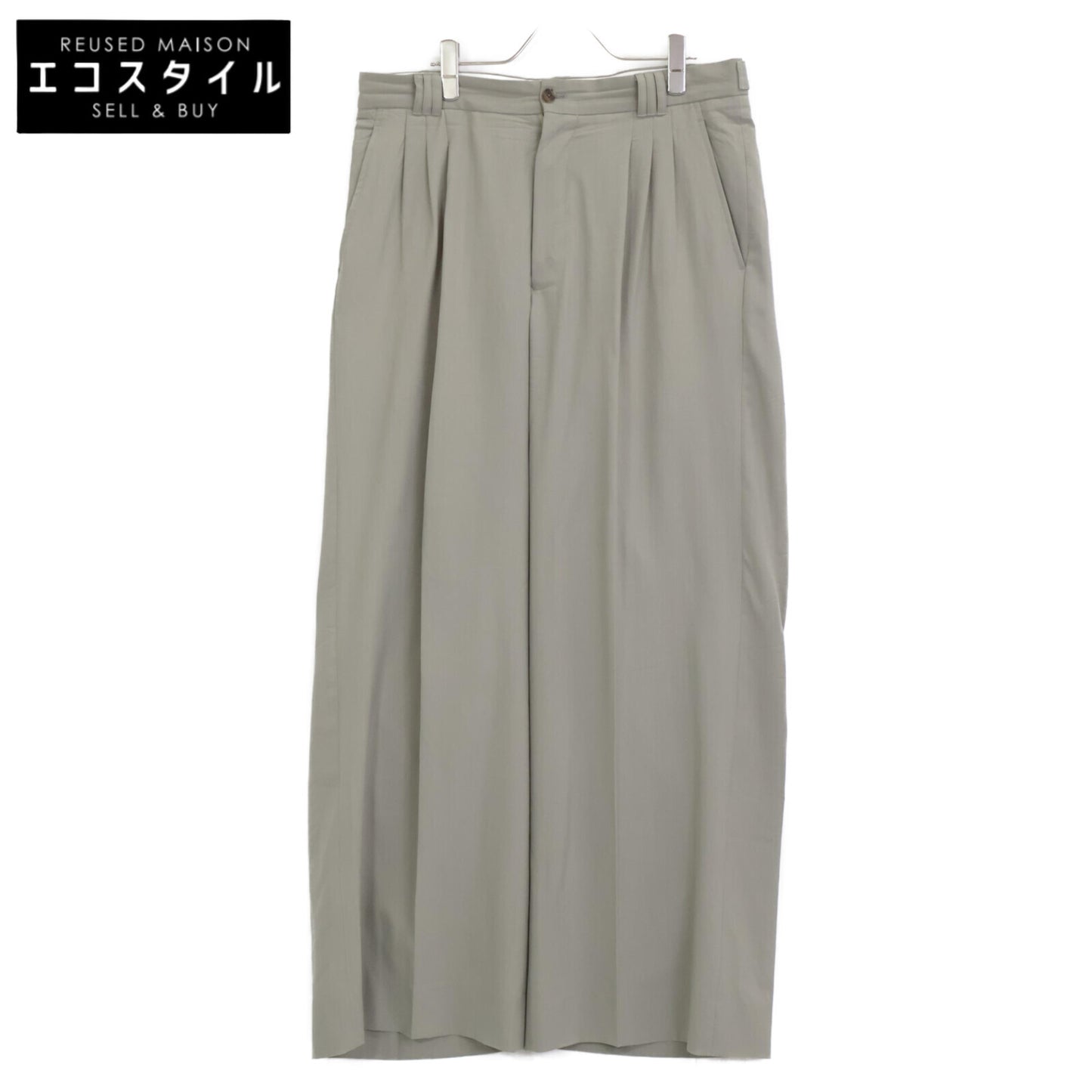 YORK ヨーク ｶｰｷ系 WOOL TROPICAL 3PLEATED WIDE-LEG TROUSERS ボトムス 4
