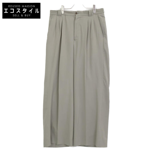 YORK ヨーク ｶｰｷ系 WOOL TROPICAL 3PLEATED WIDE-LEG TROUSERS ボトムス 4