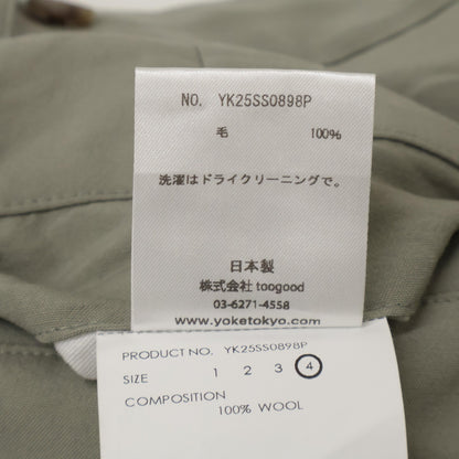 YORK ヨーク ｶｰｷ系 WOOL TROPICAL 3PLEATED WIDE-LEG TROUSERS ボトムス 4