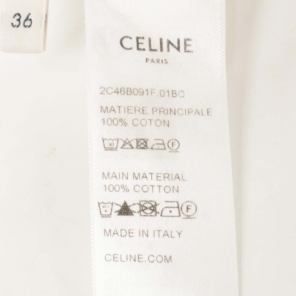CELINE セリーヌ 2C46B091F ﾎﾜｲﾄ ｺｯﾄﾝ ﾄﾑﾎﾞｰｲｼｬﾂ トップス 36