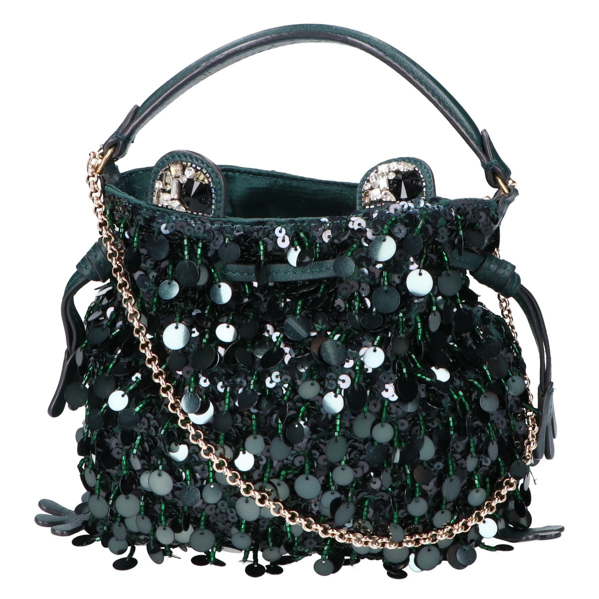 Anya Hindmarch アニヤ ハインドマーチ カエル スパンコール/ビーズ レザー 2WAY チェーン ハンドバッグ