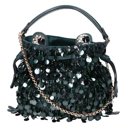 Anya Hindmarch アニヤ ハインドマーチ カエル スパンコール/ビーズ レザー 2WAY チェーン ハンドバッグ
