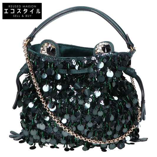 Anya Hindmarch アニヤ ハインドマーチ カエル スパンコール/ビーズ レザー 2WAY チェーン ハンドバッグ