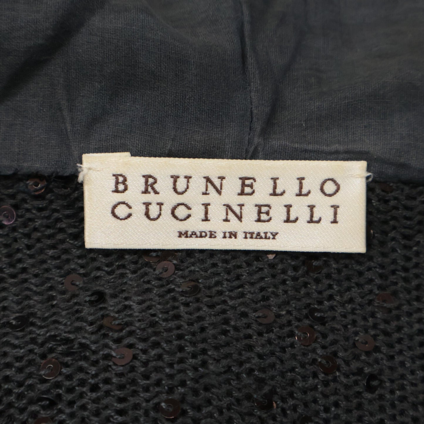 BRUNELLO CUCINELLI ブルネロクチネリ ｸﾞﾚｰ ﾘﾈﾝｼﾙｸ ｽﾊﾟﾝｺｰﾙ装飾 ｼﾞｯﾌﾟｱｯﾌﾟ ﾃｨｱｰﾄﾞﾊﾟｰｶｰ トップス M