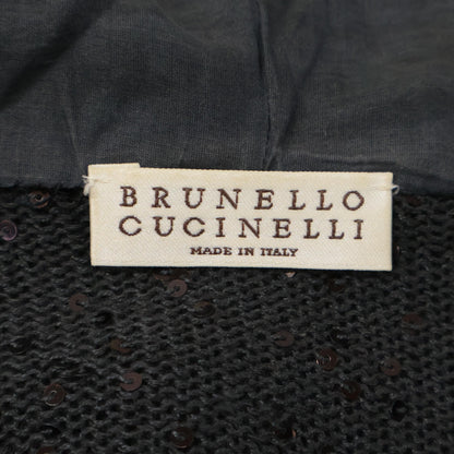BRUNELLO CUCINELLI ブルネロクチネリ ｸﾞﾚｰ ﾘﾈﾝｼﾙｸ ｽﾊﾟﾝｺｰﾙ装飾 ｼﾞｯﾌﾟｱｯﾌﾟ ﾃｨｱｰﾄﾞﾊﾟｰｶｰ トップス M