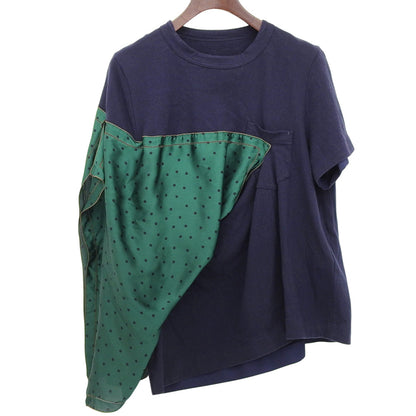 sacai サカイ 美品 ドッキングTシャツ トップス レディース ネイビー×グリーン 2 19-04324 19SS トップス 2