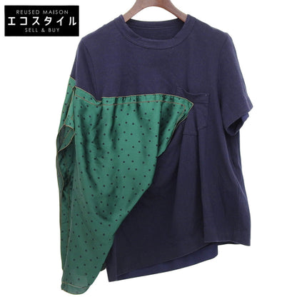 sacai サカイ 美品 ドッキングTシャツ トップス レディース ネイビー×グリーン 2 19-04324 19SS トップス 2