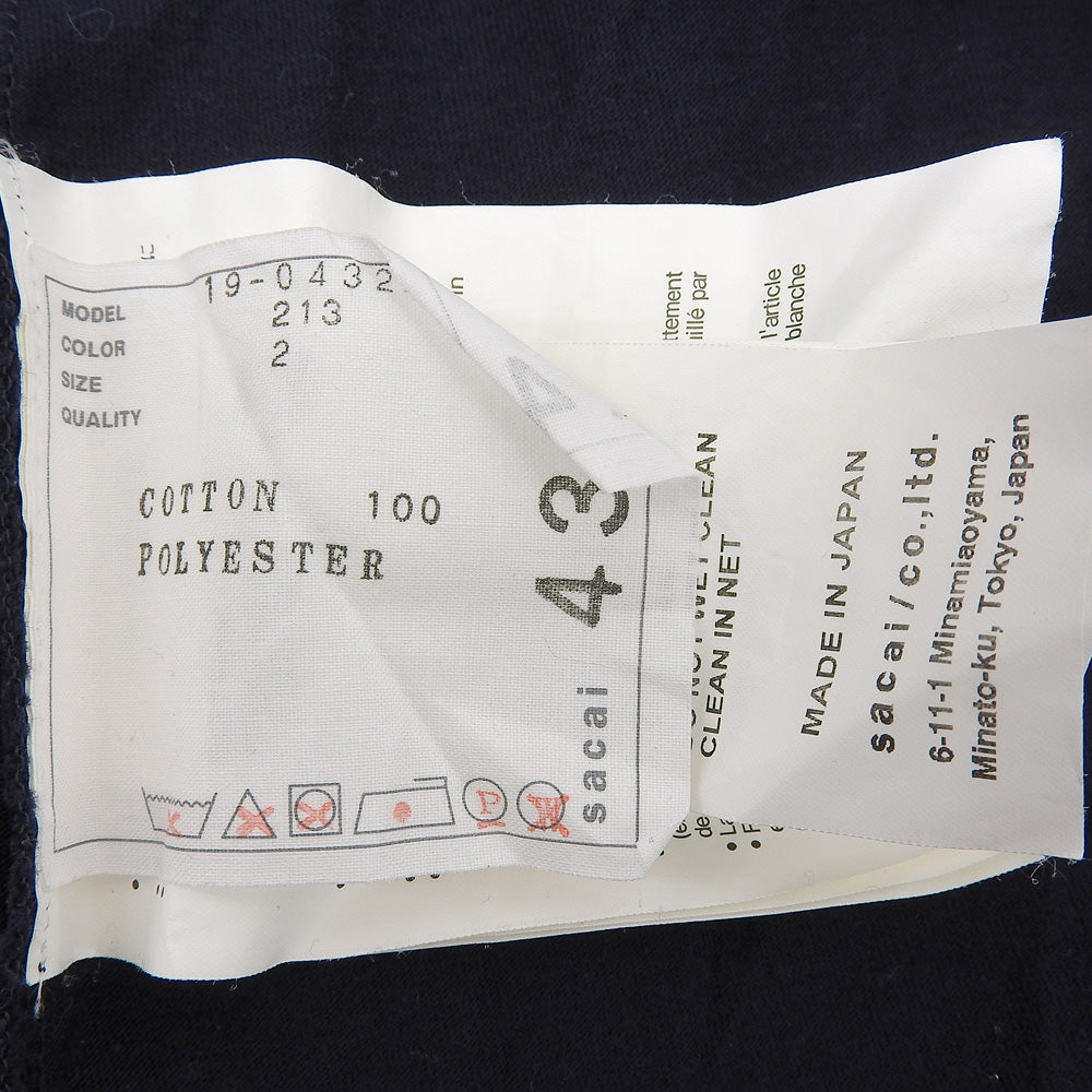 sacai サカイ 美品 ドッキングTシャツ トップス レディース ネイビー×グリーン 2 19-04324 19SS トップス 2