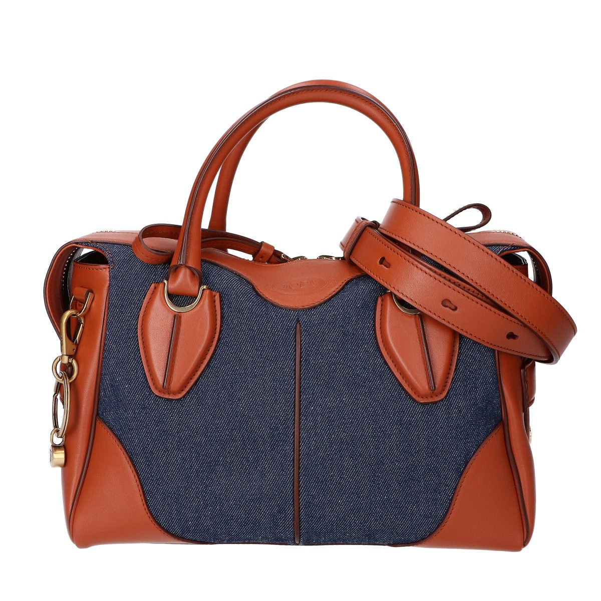 TOD'S トッズ 【美品】XBWANYL0200 レザーｘデニム 2WAYショルダー ハンドバッグ