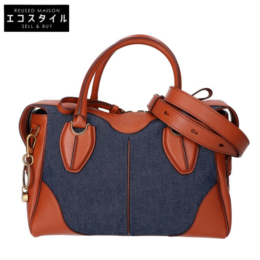 TOD'S トッズ 【美品】XBWANYL0200 レザーｘデニム 2WAYショルダー ハンドバッグ
