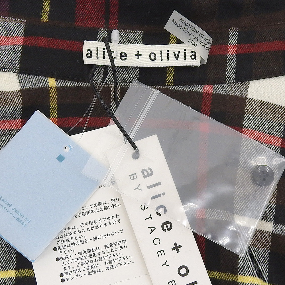 alice+olivia アリスオリビア 未使用 チェック ロングスリーブ シャツ トップス レディース マルチカラー M トップス M