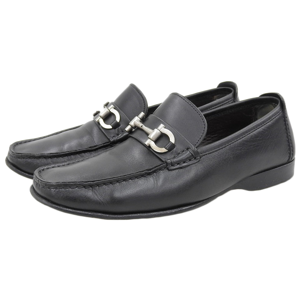 Salvatore Ferragamo サルヴァトーレフェラガモ ガンチーニ モカシン レザー シューズ メンズ ブラック 7 1/2 シューズ 7.5