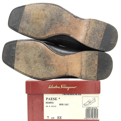 Salvatore Ferragamo サルヴァトーレフェラガモ ガンチーニ モカシン レザー シューズ メンズ ブラック 7 1/2 シューズ 7.5