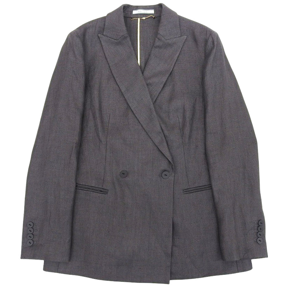 BEIGE ベイジ 美品 リネン BURDOCK ダブル ジャケット レディース グレー 4 ジャケット 4